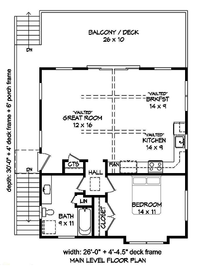Floor Plan Second Story of Vacation Homes Plan #196-1068