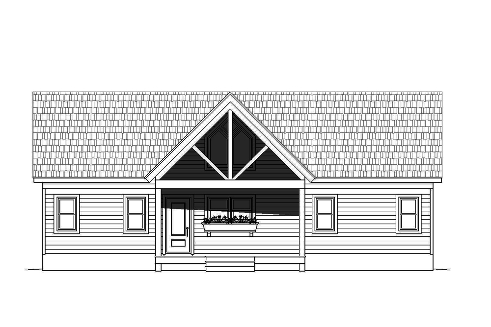 Home Plan Front Elevation of this 2-Bedroom,1273 Sq Ft Plan -196-1070