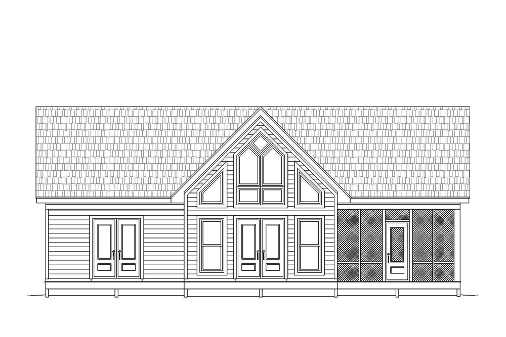 Home Plan Rear Elevation of this 2-Bedroom,1273 Sq Ft Plan -196-1070