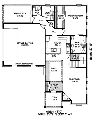 Floor Plan First Story of Cottage Plan #196-1071