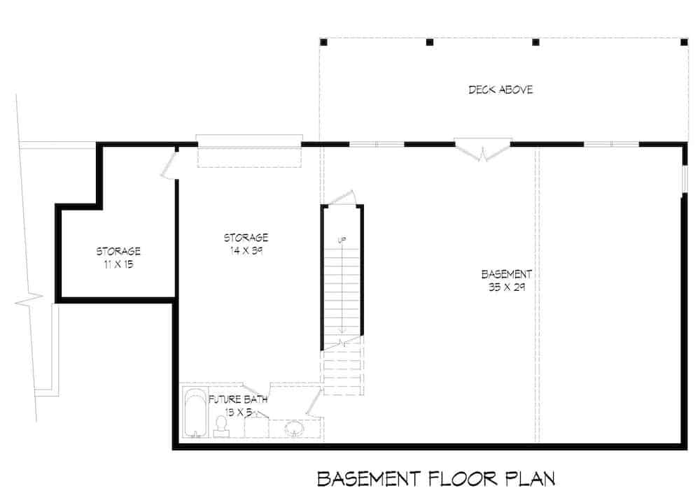 Floor Plan Basement of Country Plan #196-1072