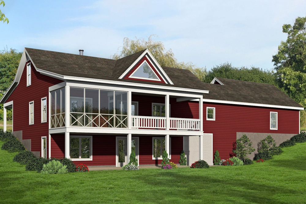 Rear View of this 2-Bedroom, 1650 Sq Ft Plan - 196-1072