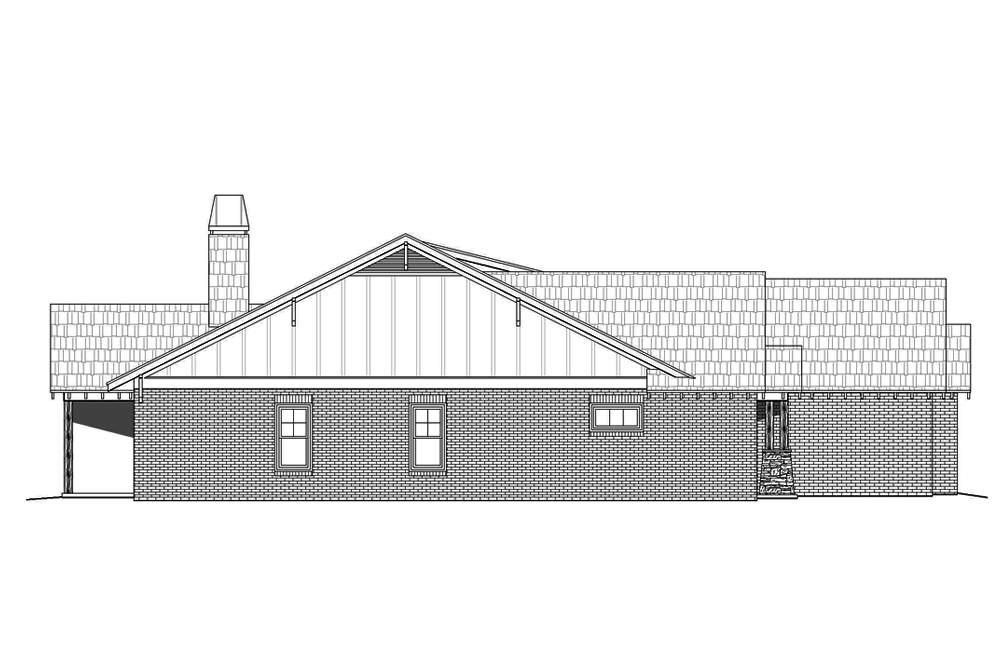 Home Plan Left Elevation of this 3-Bedroom,2500 Sq Ft Plan -196-1074