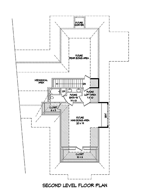 Floor Plan Second Story of Traditional Plan #196-1075