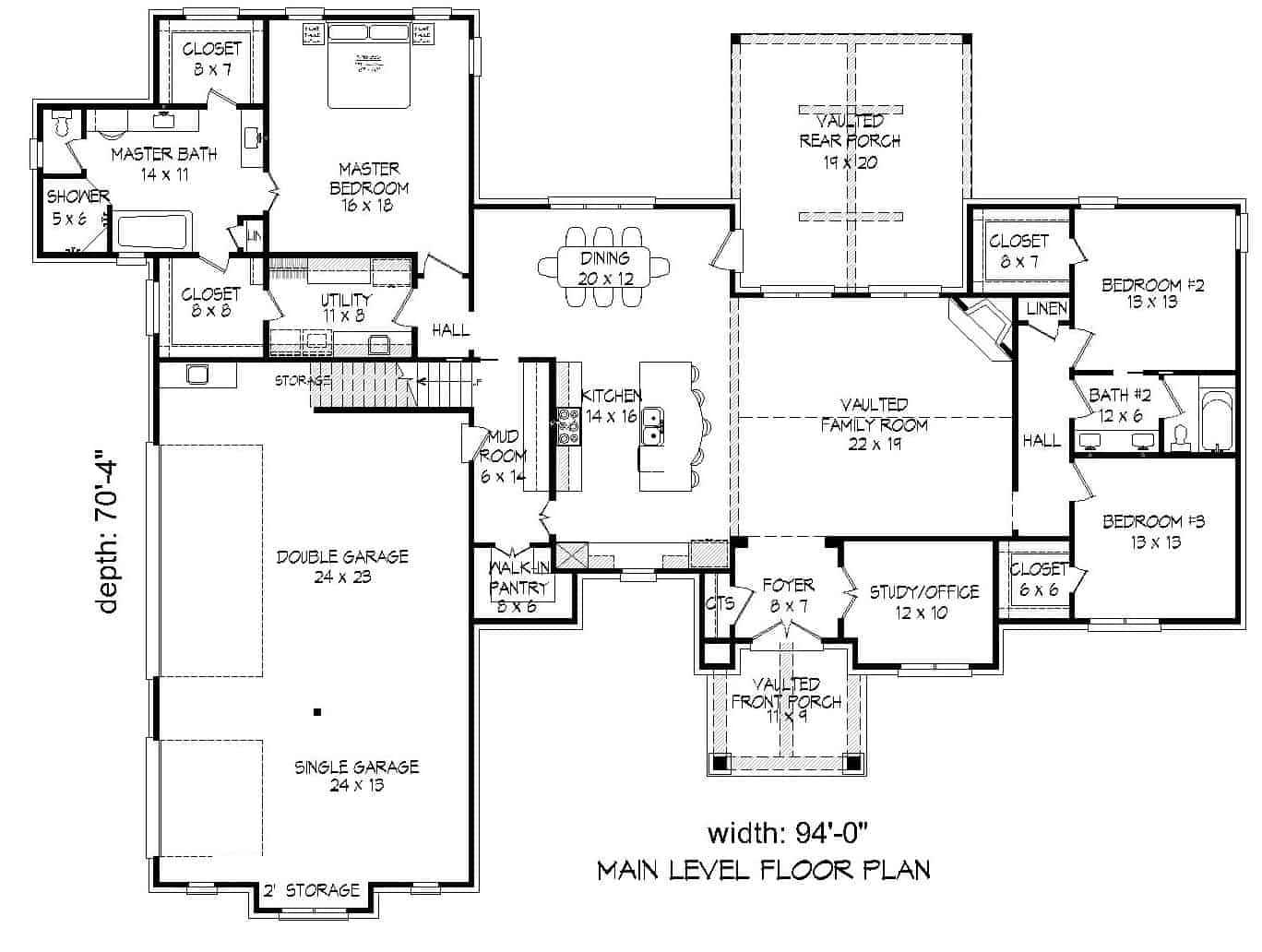 Floor Plan Main Level of Luxury Plan #196-1076
