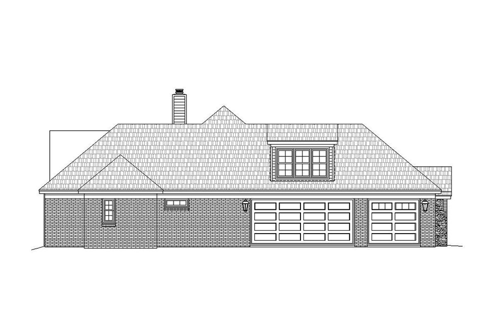 Home Plan Left Elevation of this 3-Bedroom,3292 Sq Ft Plan -196-1076