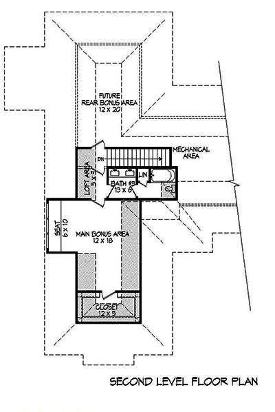 Floor Plan Second Story of Traditional Plan #196-1076