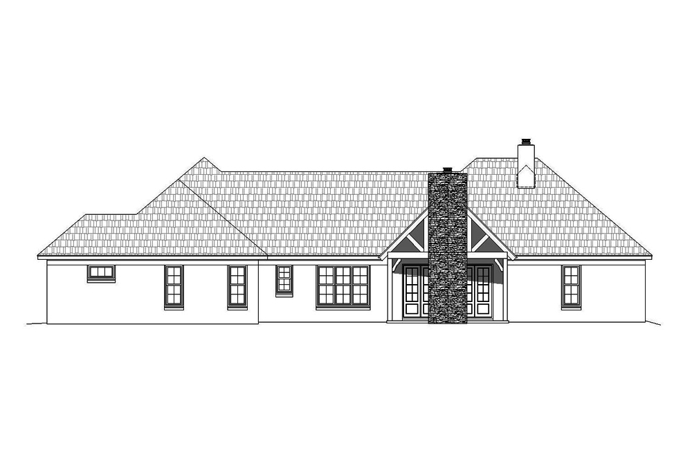 Home Plan Rear Elevation of this 3-Bedroom,2816 Sq Ft Plan -196-1077