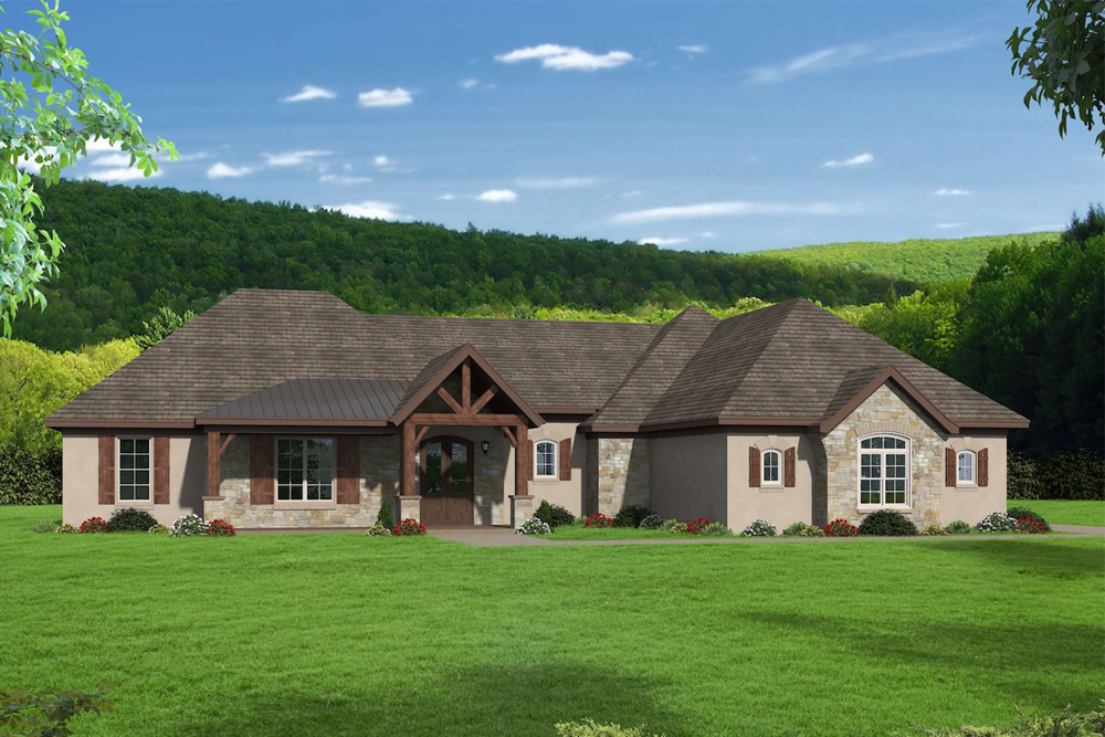 Traditional style home (ThePlanCollection: Plan #196-1077)