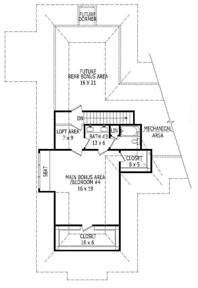 Floor Plan Second Story of Traditional Plan #196-1078