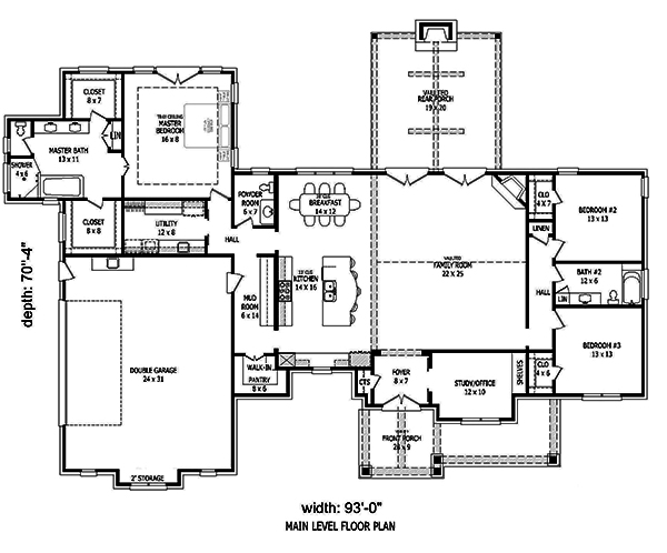 Floor Plan First Story of Traditional Plan #196-1079