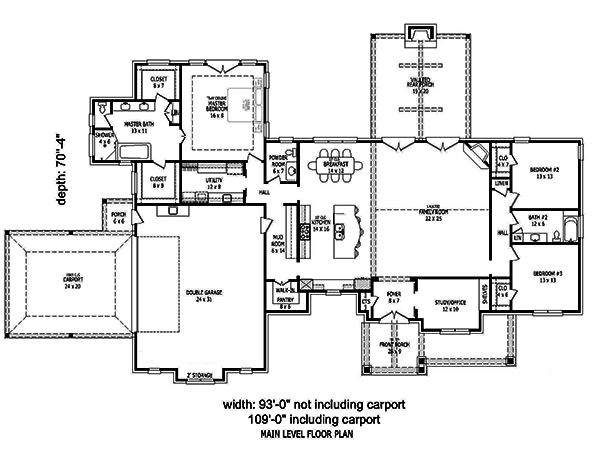 Floor Plan First Story of Traditional Plan #196-1080