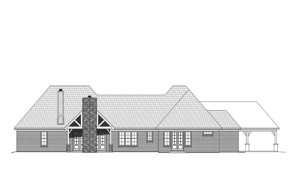 Home Plan Rear Elevation of this 3-Bedroom,2820 Sq Ft Plan -196-1080