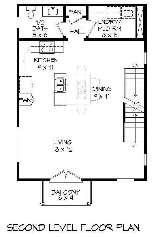 Floor Plan Second Story of Modern Plan #196-1082