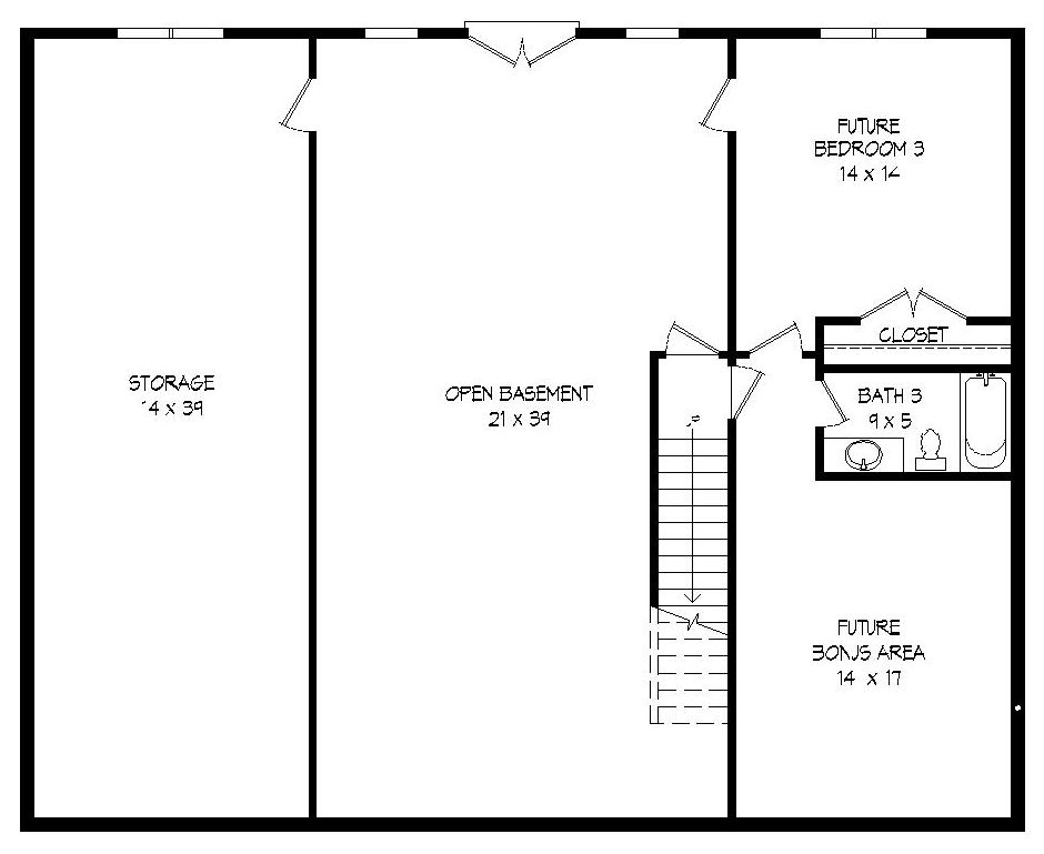 Floor Plan Basement of Traditional Plan #196-1083