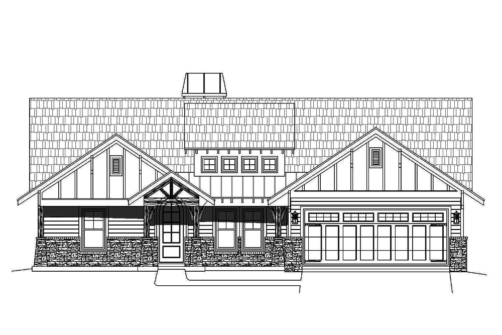 Home Plan Front Elevation of this 3-Bedroom,2095 Sq Ft Plan -196-1085
