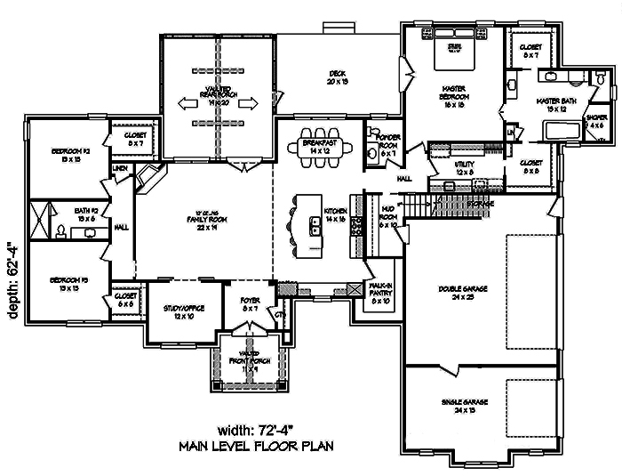 Floor Plan First Story of Mediterranean Plan #196-1086