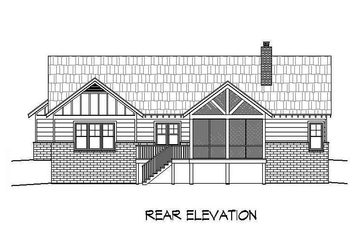 Home Plan Rear Elevation of this 3-Bedroom,2600 Sq Ft Plan -196-1089