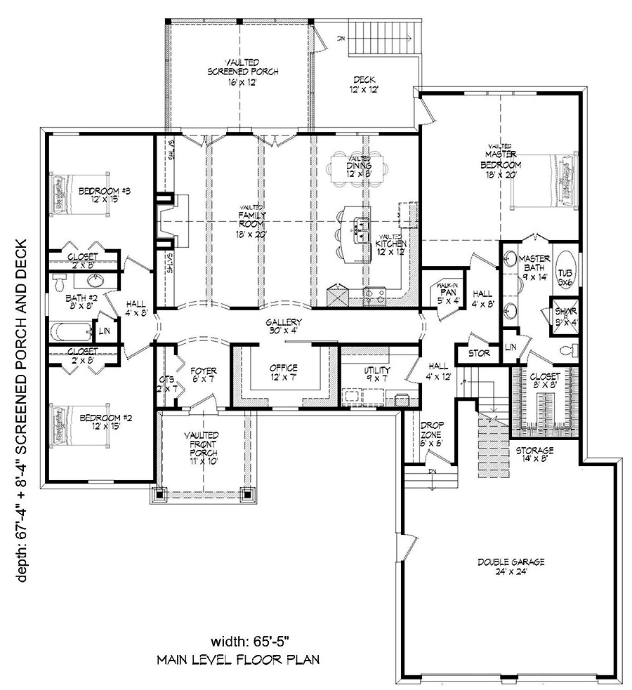 Floor Plan First Story of Ranch Plan #196-1089