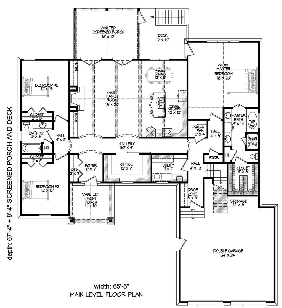 Floor Plan First Story of Ranch Plan #196-1090