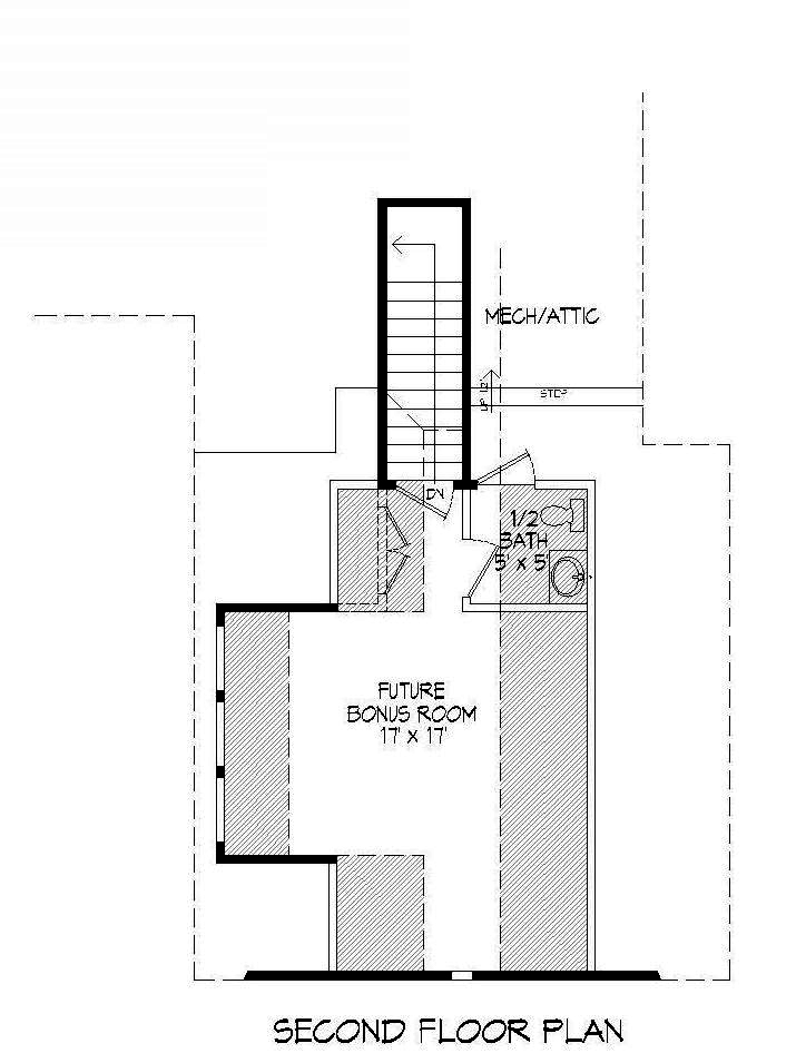 Floor Plan Second Story of Ranch Plan #196-1090