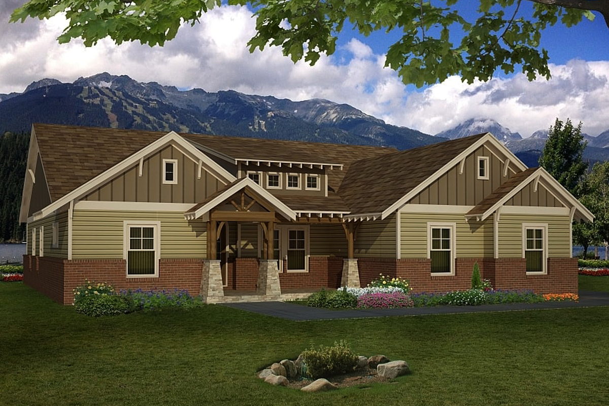 Front elevation of Cottage home (ThePlanCollection: House Plan #196-1091)