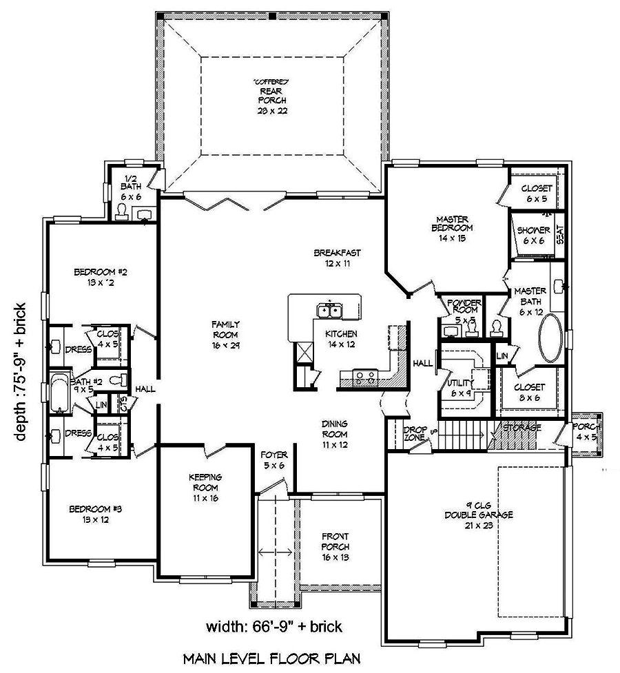 Floor Plan First Story of European Plan #196-1092
