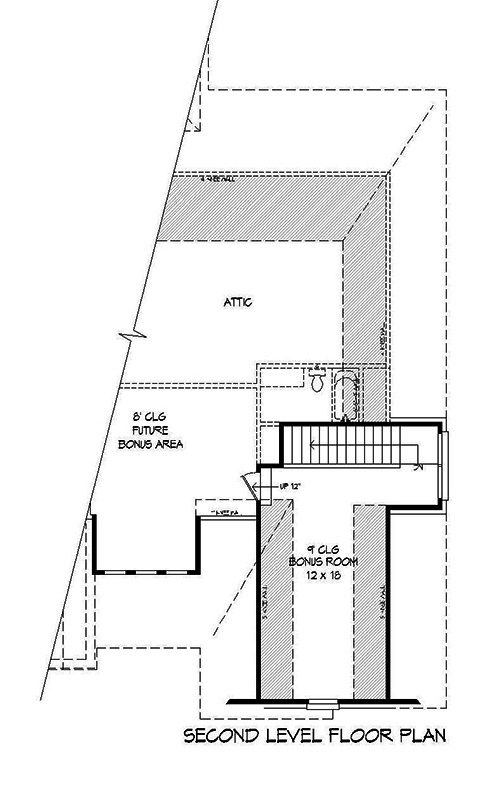 Floor Plan Second Story of European Plan #196-1092