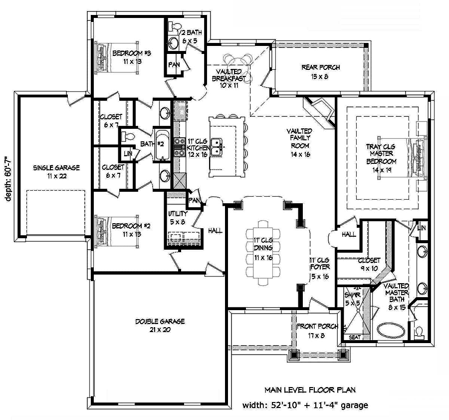 Floor Plan First Story of Craftsman Plan #196-1094