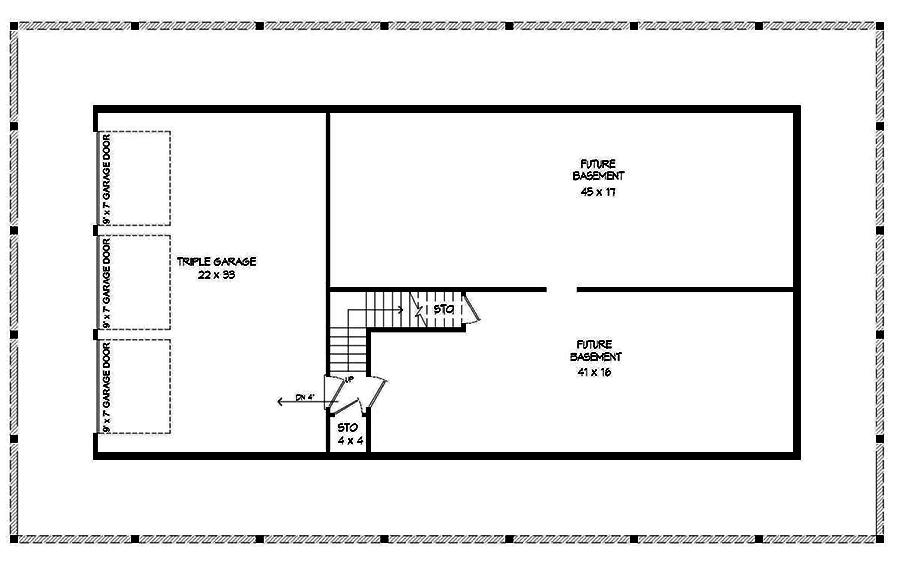 Floor Plan Basement of Country Plan #196-1095