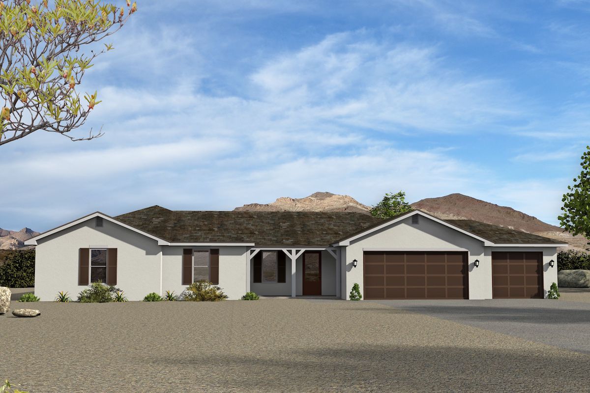 Front elevation of Farmhouse home (ThePlanCollection: House Plan #196-1096)