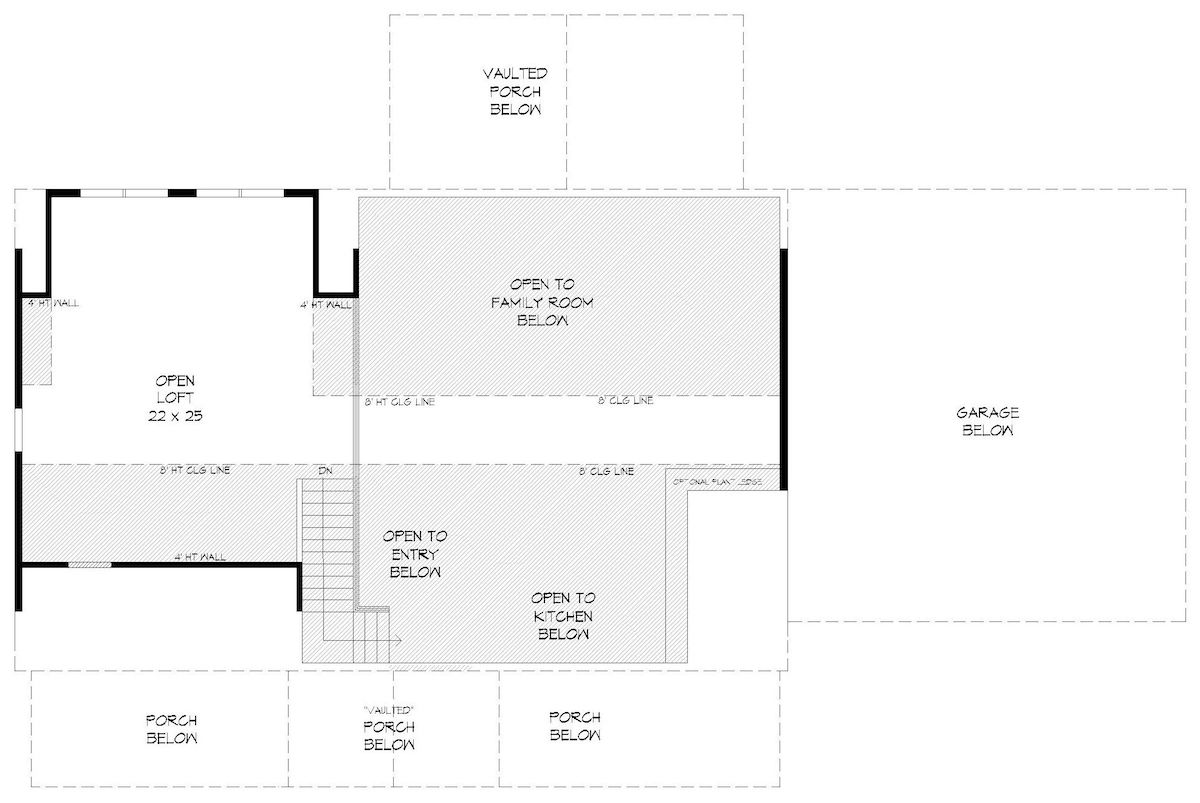 Floor Plan Upper Level of Farmhouse Plan #196-1097