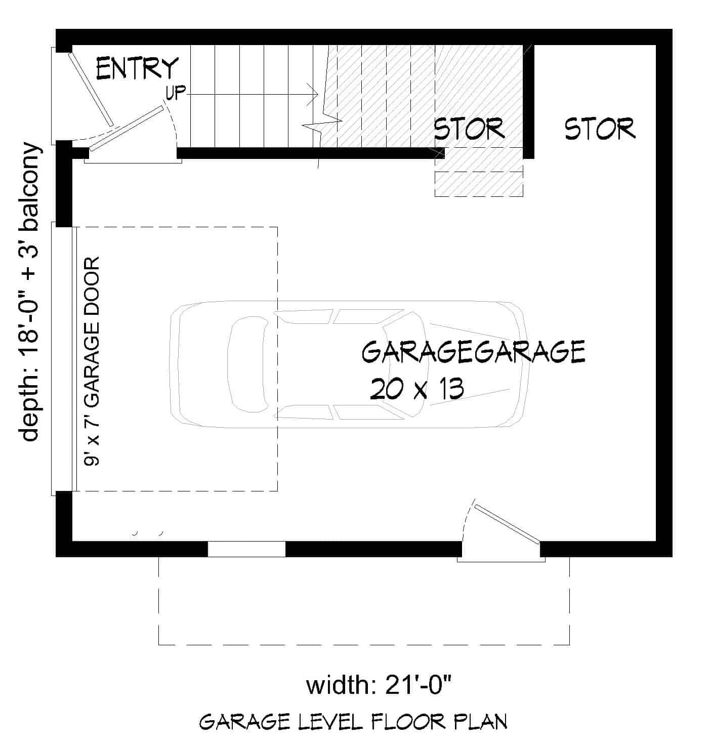 Floor Plan Main Level of Garage Plan #196-1098