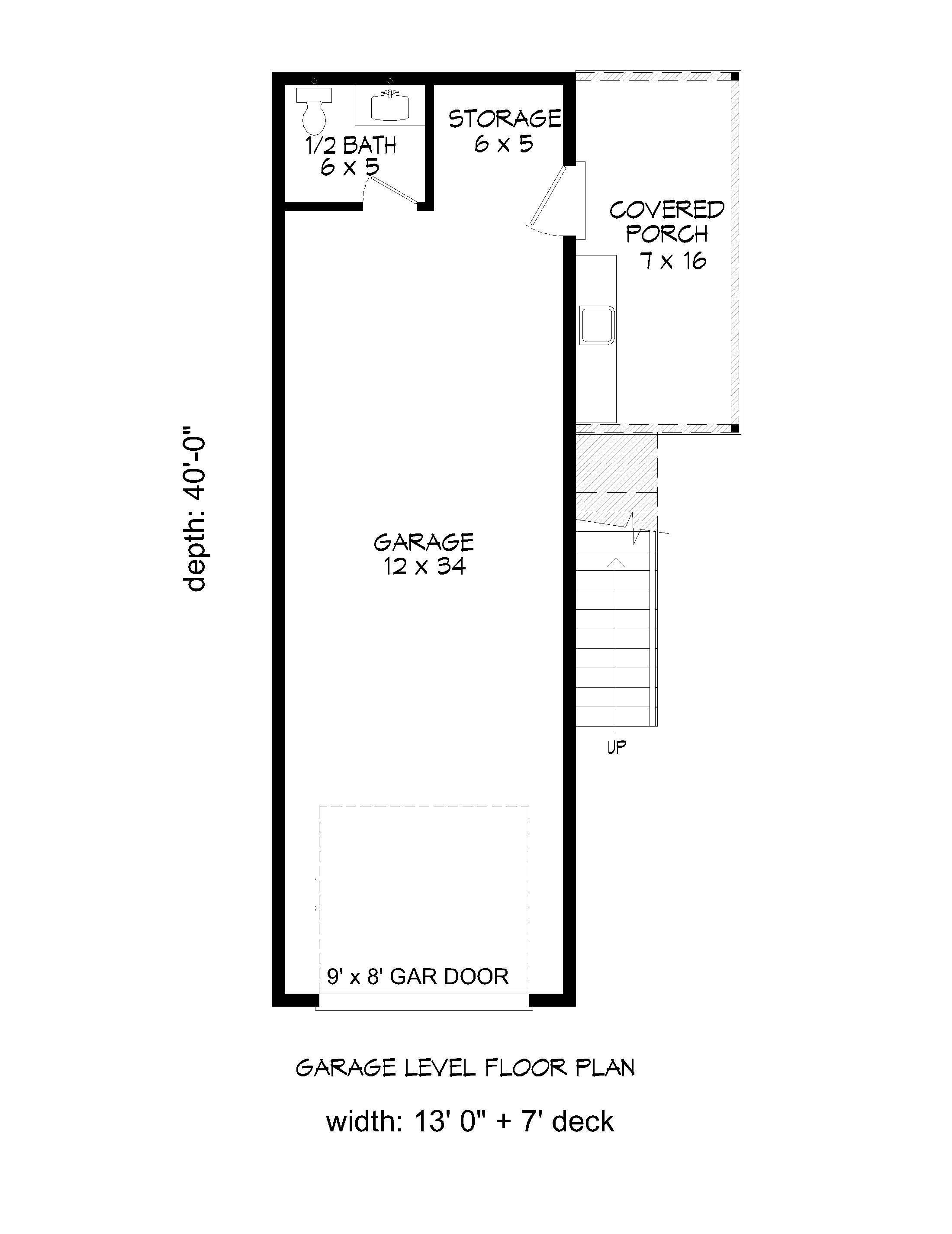 Floor Plan Main Level of Garage w/Apartments Plan #196-1099