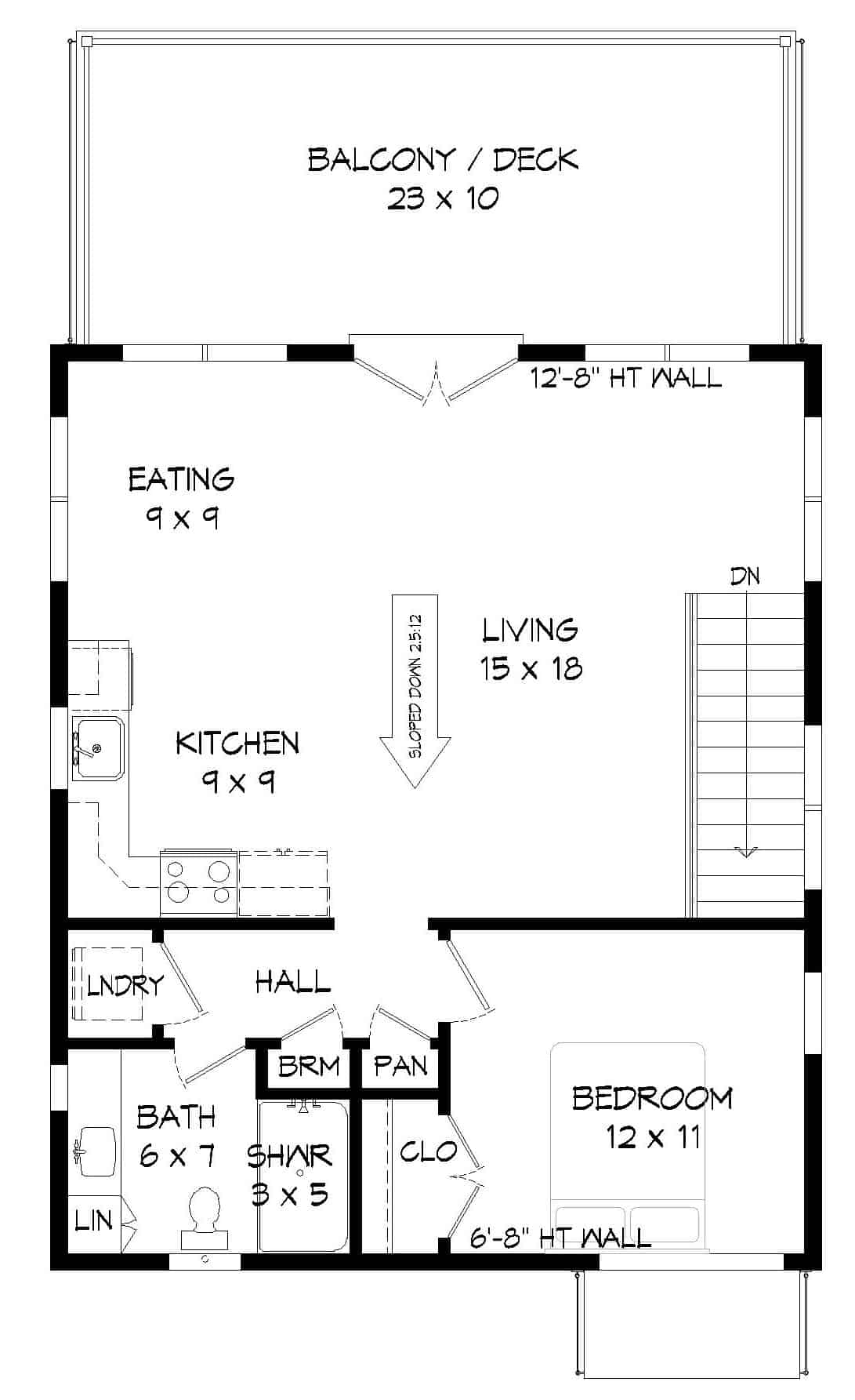 Floor Plan Upper Level of Garage w/Apartments Plan #196-1100