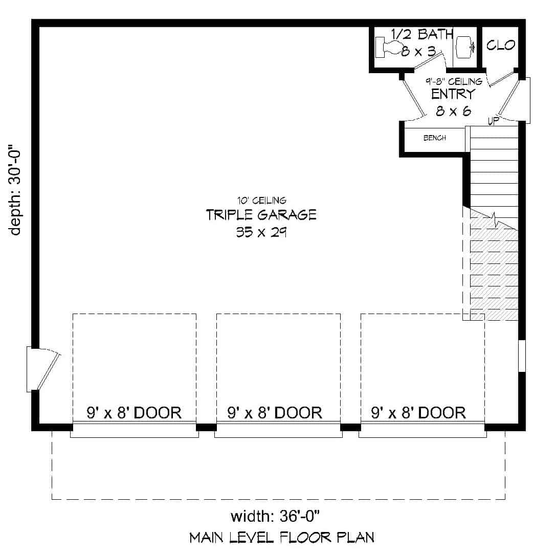Floor Plan Main Level of Modern Plan #196-1101