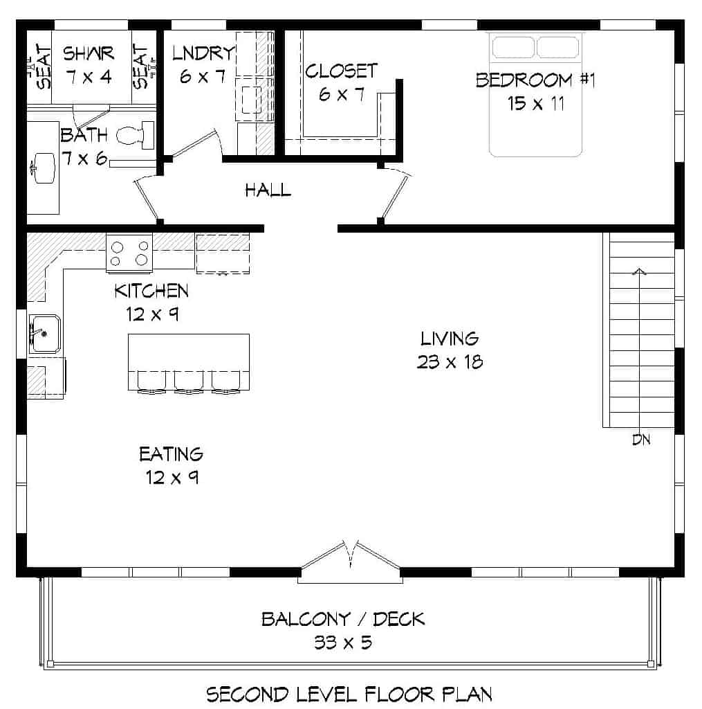 Floor Plan Upper Level of Modern Plan #196-1101