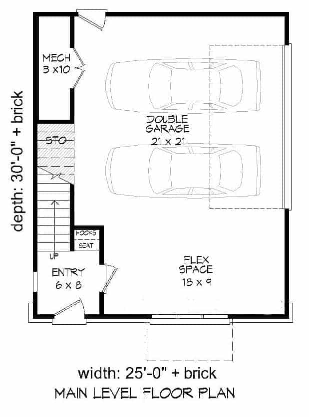 Floor Plan Main Level of Modern Plan #196-1102