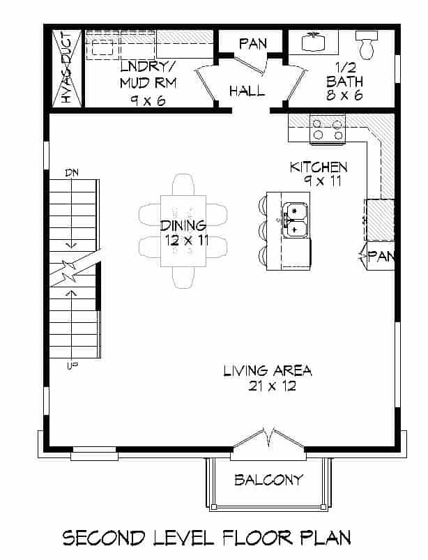 Floor Plan Upper Level of Modern Plan #196-1102