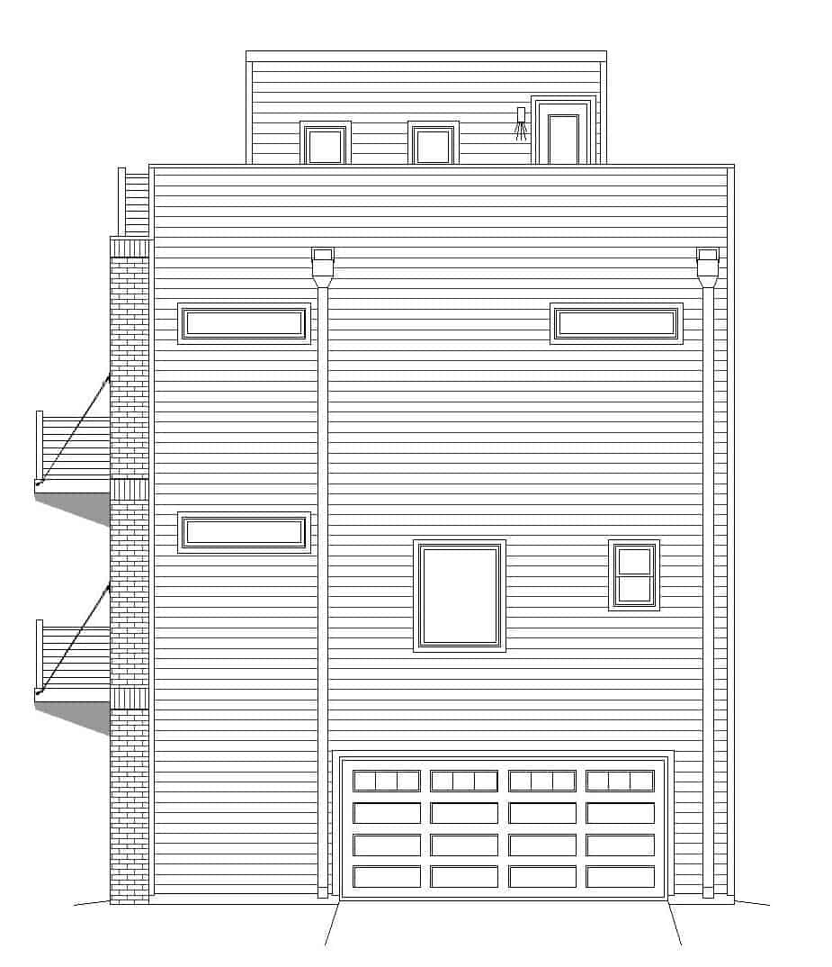 Home Plan Right Elevation of this 2-Bedroom,1680 Sq Ft Plan -196-1102