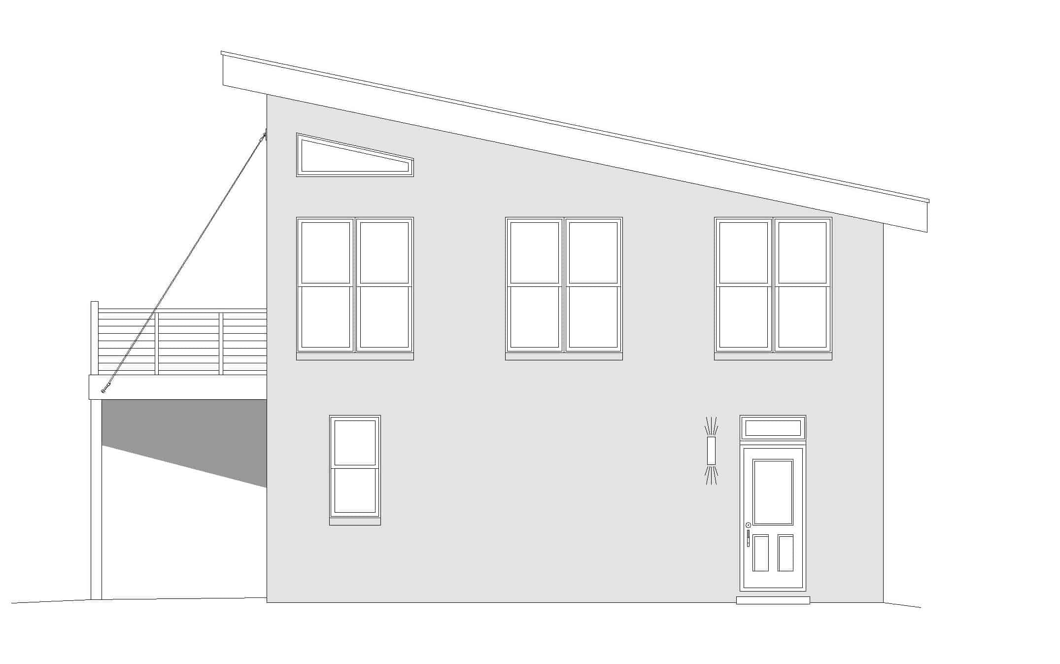 Home Plan Right Elevation of this 1-Bedroom,831 Sq Ft Plan -196-1103