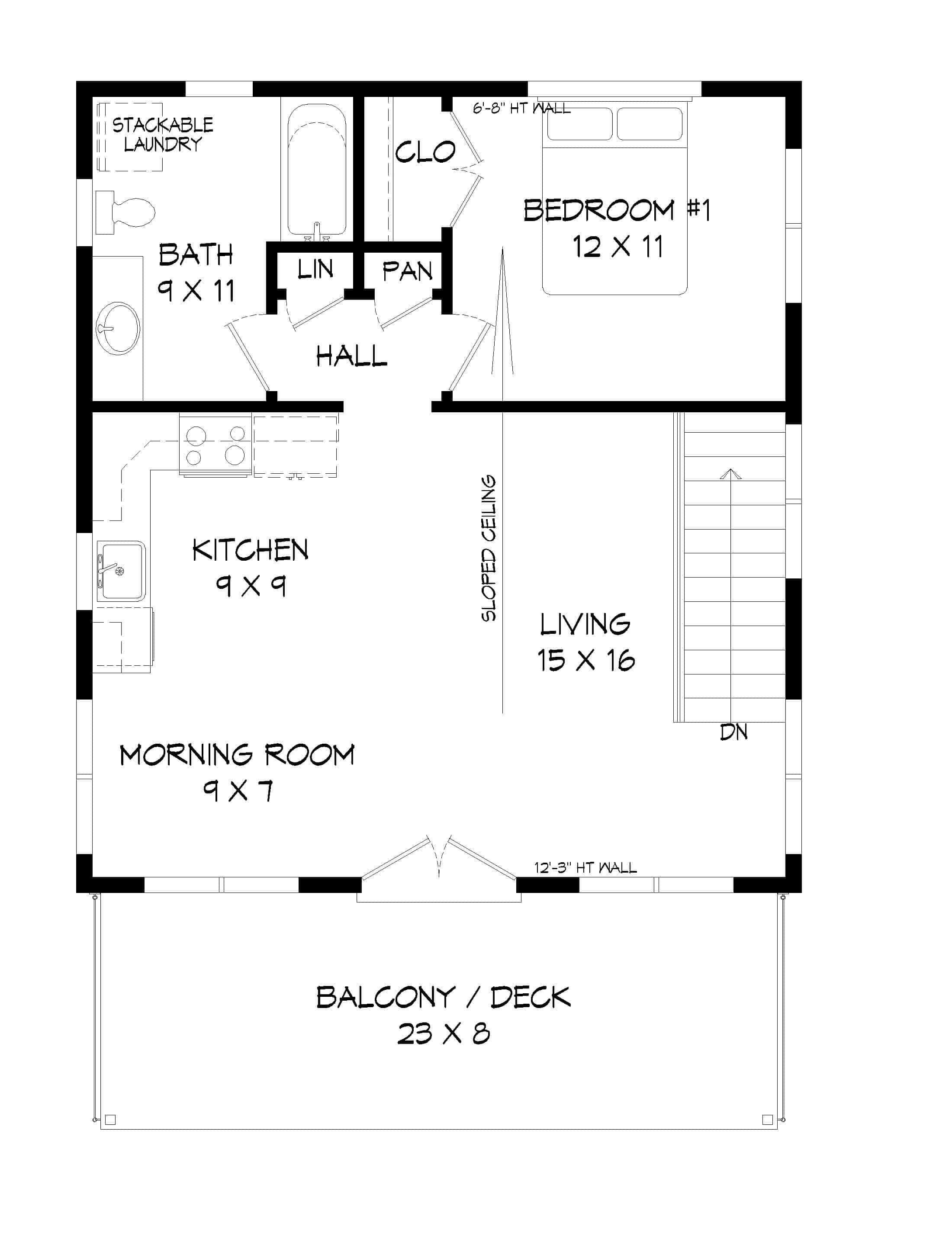 Floor Plan Upper Level of Modern Plan #196-1103