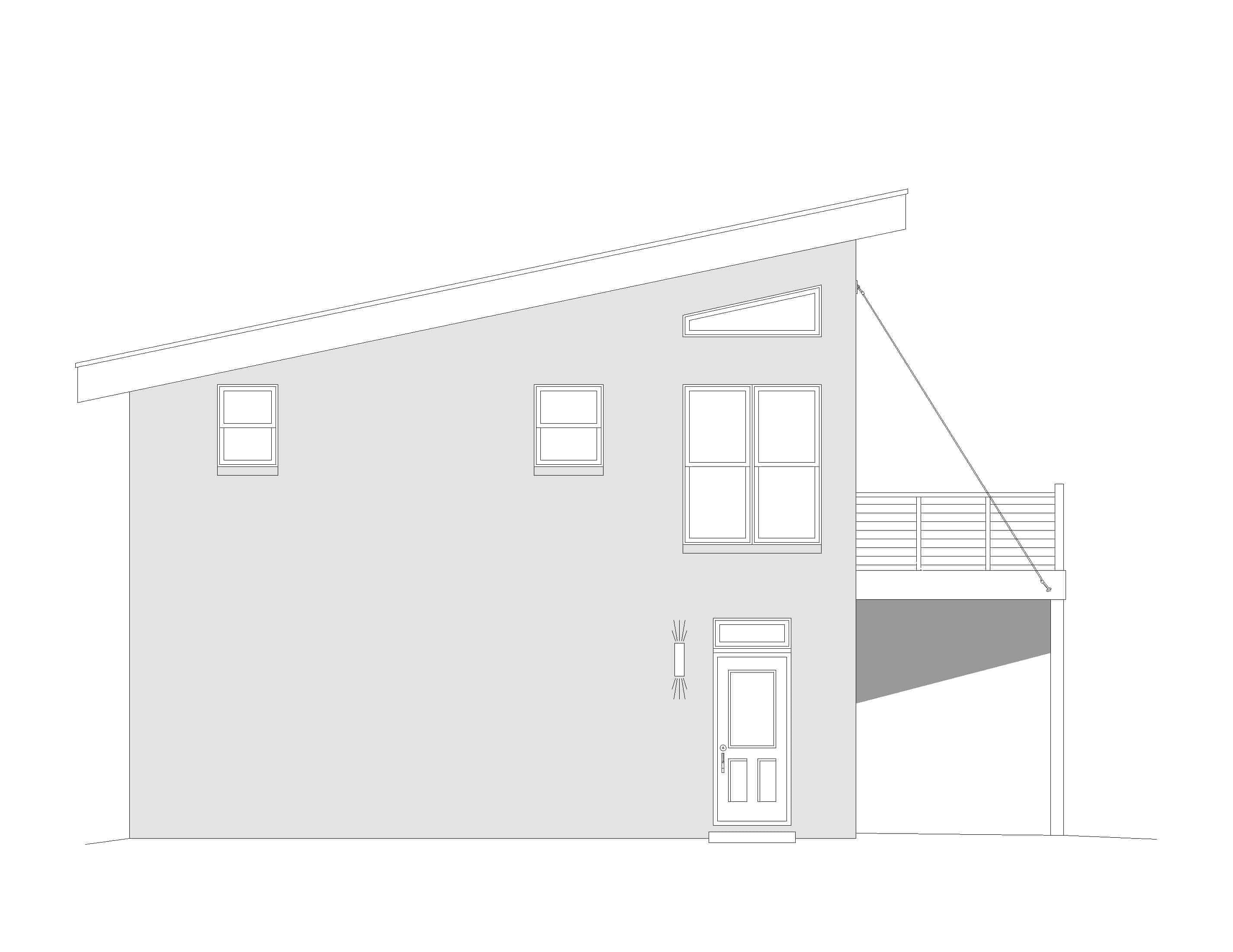 Home Plan Left Elevation of this 1-Bedroom,831 Sq Ft Plan -196-1103