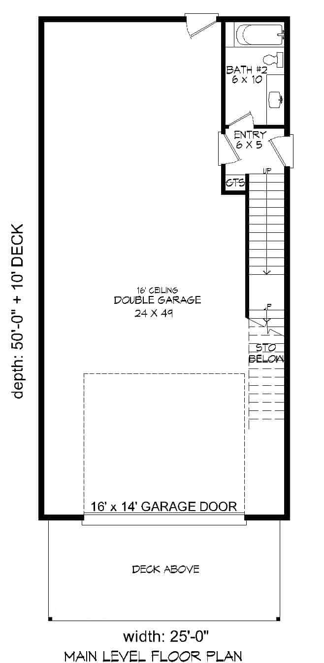 Floor Plan Main Level of Modern Plan #196-1104