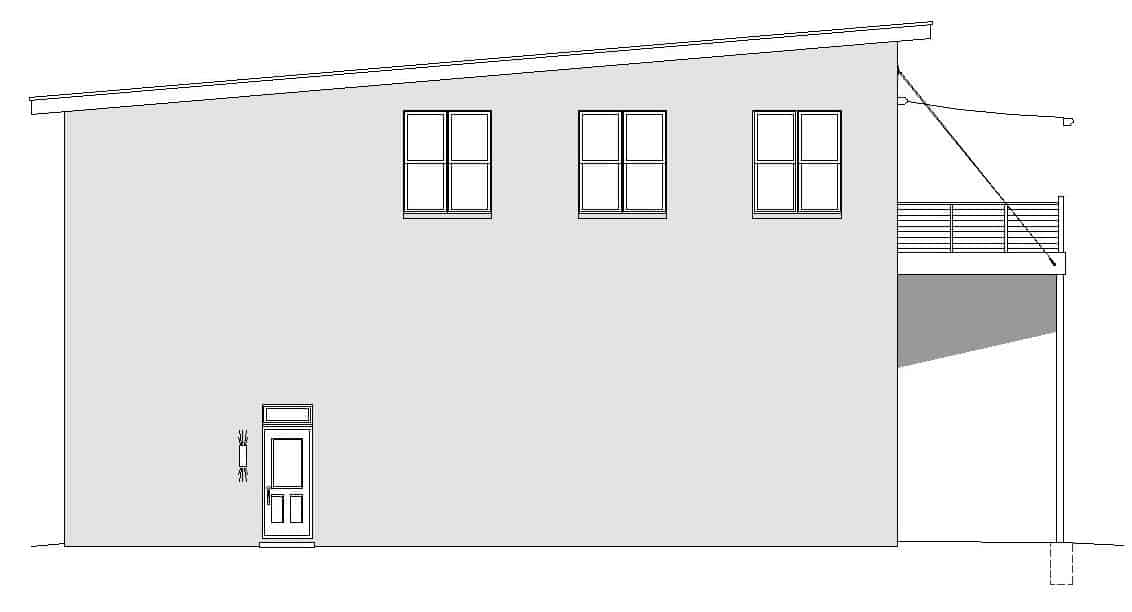 Home Plan Left Elevation of this 3-Bedroom,1400 Sq Ft Plan -196-1105