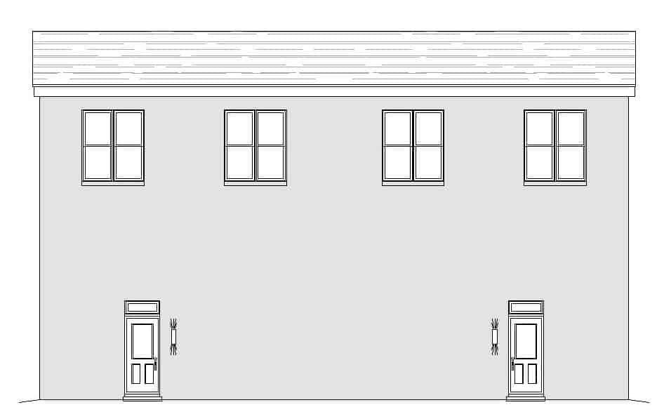 Home Plan Rear Elevation of this 3-Bedroom,1400 Sq Ft Plan -196-1105