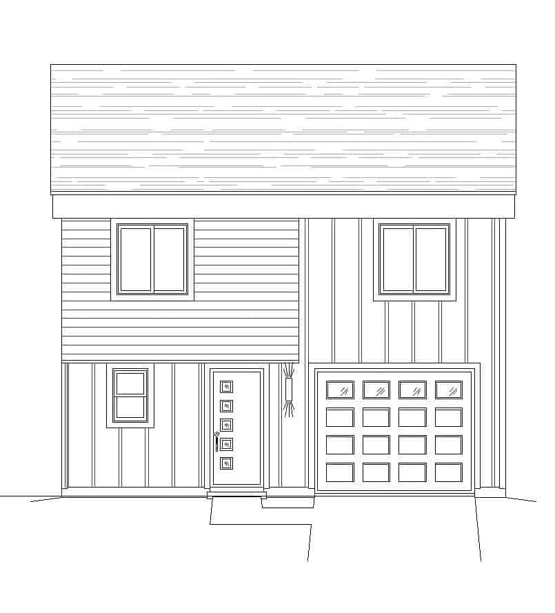 Home Plan Front Elevation of this 3-Bedroom,1125 Sq Ft Plan -196-1106