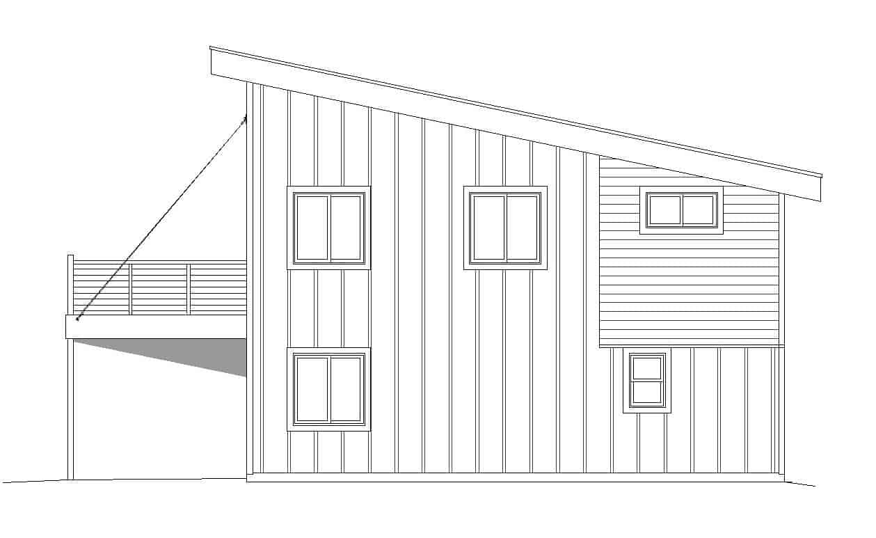 Home Plan Left Elevation of this 3-Bedroom,1125 Sq Ft Plan -196-1106