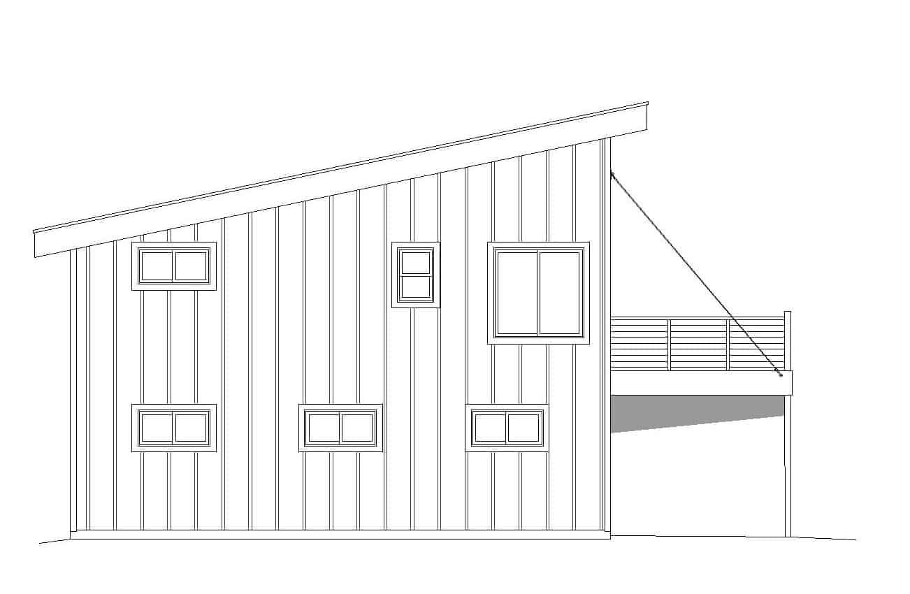 Home Plan Right Elevation of this 3-Bedroom,1125 Sq Ft Plan -196-1106