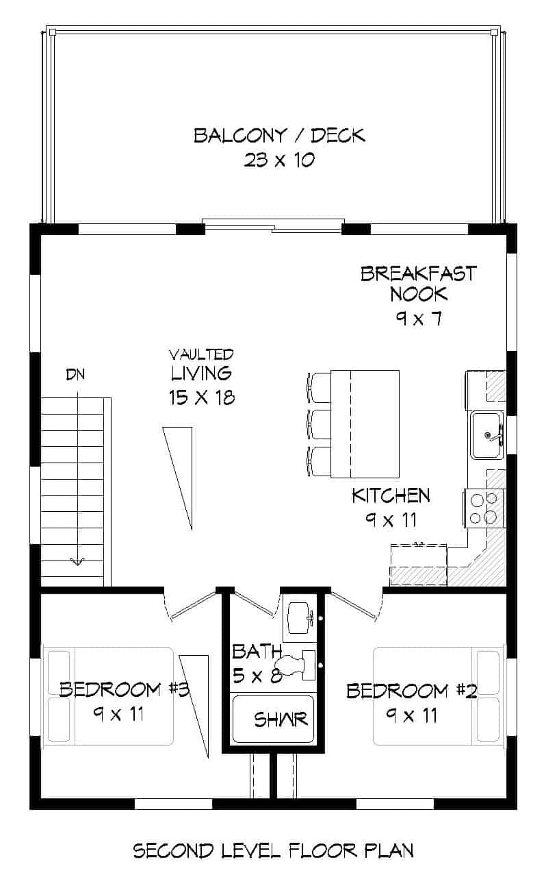 Floor Plan Upper Level of Modern Plan #196-1106